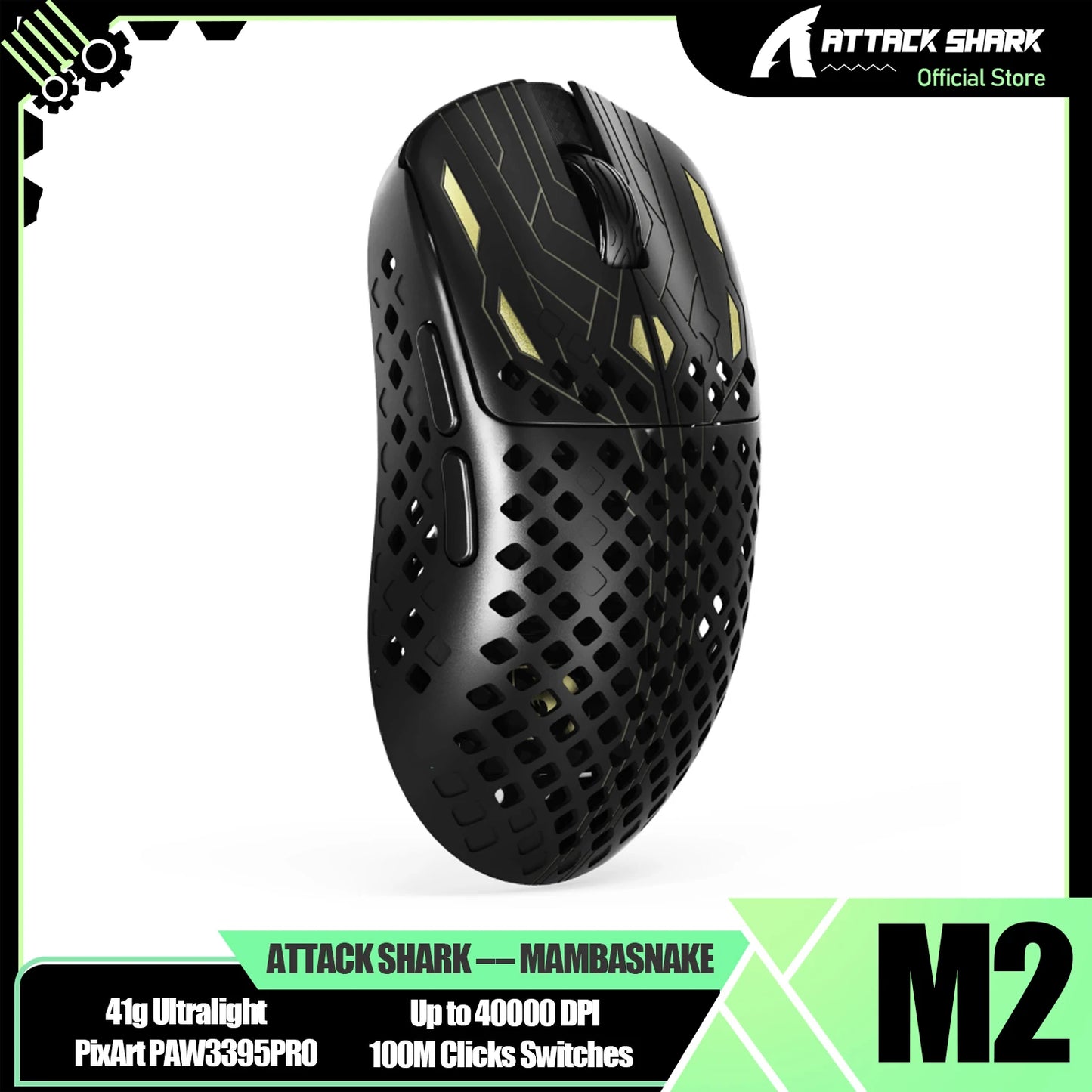 MAMBASNAKE M2 izjemno lahka brezžična gaming miška, senzor PAW3395PRO 40000 DPI, 41g ogljikova vlakna, tri načini povezave