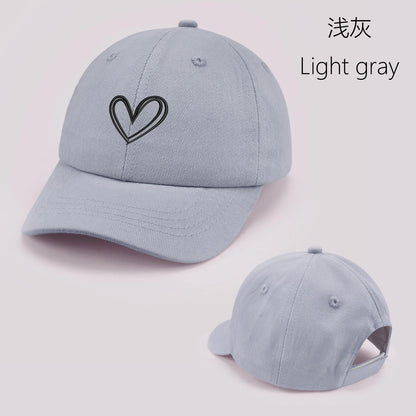Cartoon heart-shaped Baby Baseball Cap Cute Solid Color Toddler Sun Hat with Ears Summer Adjustable Kids Boy Girl Peaked Cap ﻿