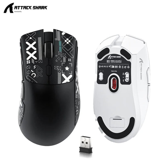 Attack Shark R1 lätt Bluetooth 2.4G trådlös gamingmus PAW3311 18000DPI ergonomisk makromus