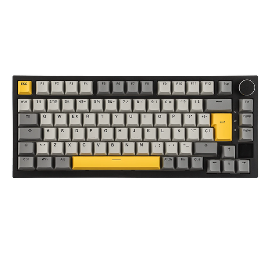 Distribución ISO-ES EPOMAKER X AJAZZ AK820 PRO 75% teclado mecánico con distribución española, cable/2.4GHz/BT, pantalla y perilla para Pc/Mac