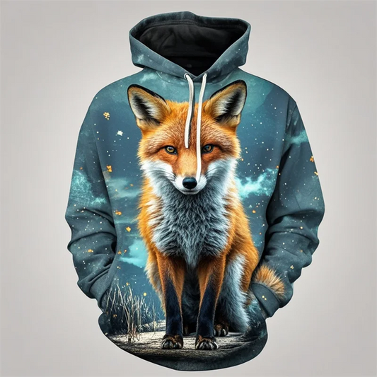 Autumn Fox Animal Graphic 3D Print Hoodies Women Men Fashion Long Sleeve Hooded Sweatshirts Streetwear Pullovers Female Clothing