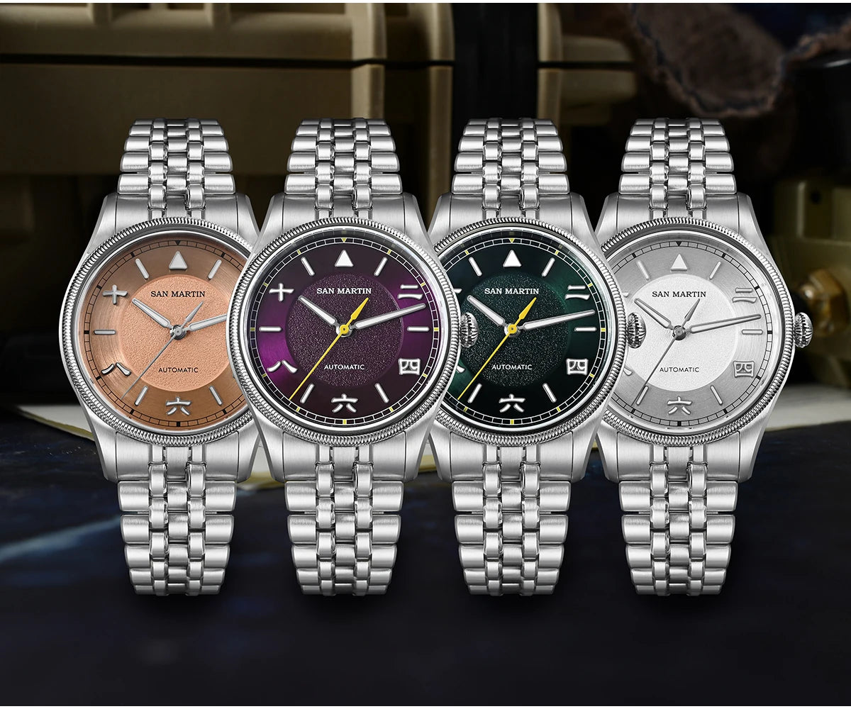 San Martin 39.5mm Men Pilot Watch YN55 Automatic Mechanical Aviation Watches Chinese Style Original Design SN0033 Field Watch