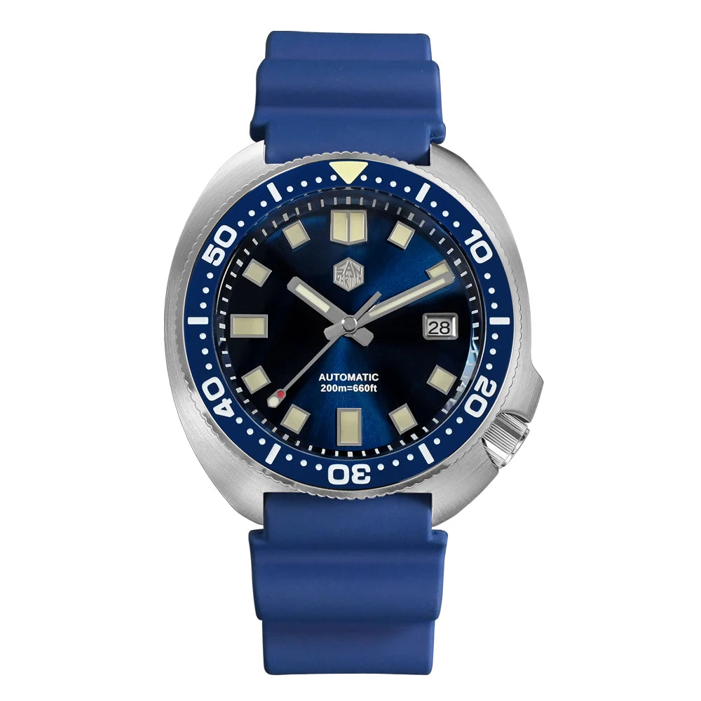 San Martin Turtle Men's Diver Watch 44mm NH35 Automatic Mechanical Wristwatch Sapphire Waterproof 200m Luminous Watches SN0047