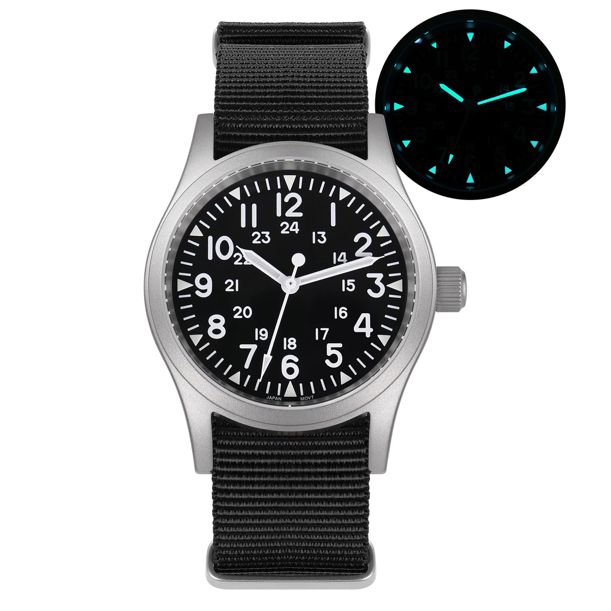 Militado ML05 38mm Vintage Watch VH31 Quartz Movement Field Watches Domed Sapphire Crystal With High Clear AR Coating Wristwatch