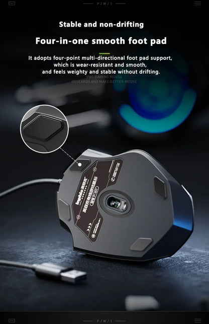 Inphic W1 Wired Gaming Mouse USB Esports Mouse with Adjustable DPI, Programmable Macro Buttons, Silent Click Office & Gaming Mouse