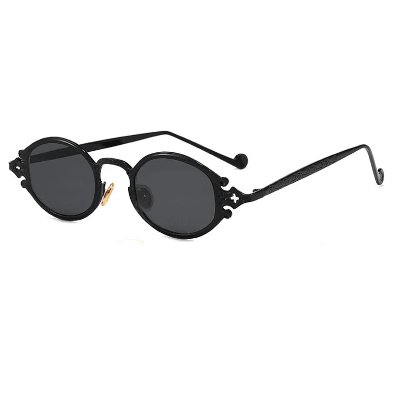 Cateye Street Shoot solbriller til mænd og kvinder, retro, steampunk, gotiske, ovale solbriller med udskåret metalstel, Gafas sol mujer