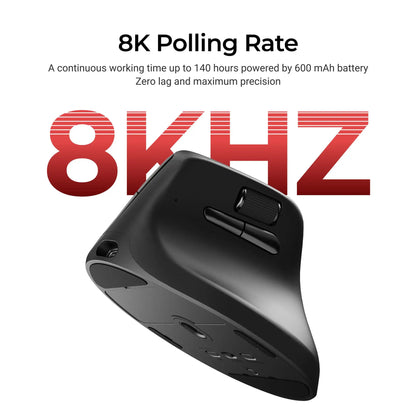 Keychron M5 Wireless Ergonomic Mouse with 8K Polling Rate, Bluetooth & 2.4GHz, 26K DPI Optical Sensor, Rechargeable Vertical Mouse