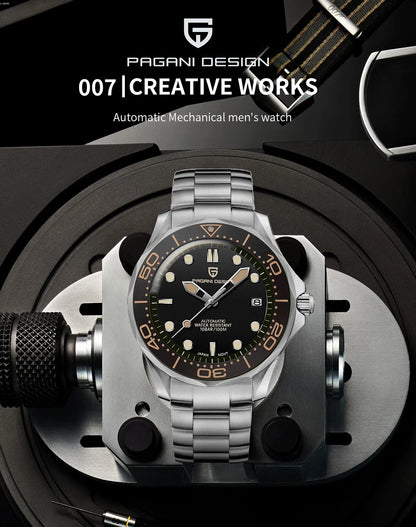 PAGANI DESIGN Men's Watches Mechanical Automatic Watch Sport Ceramic Bezel Luminous Stainless Steel Waterproof Top Watch for Men