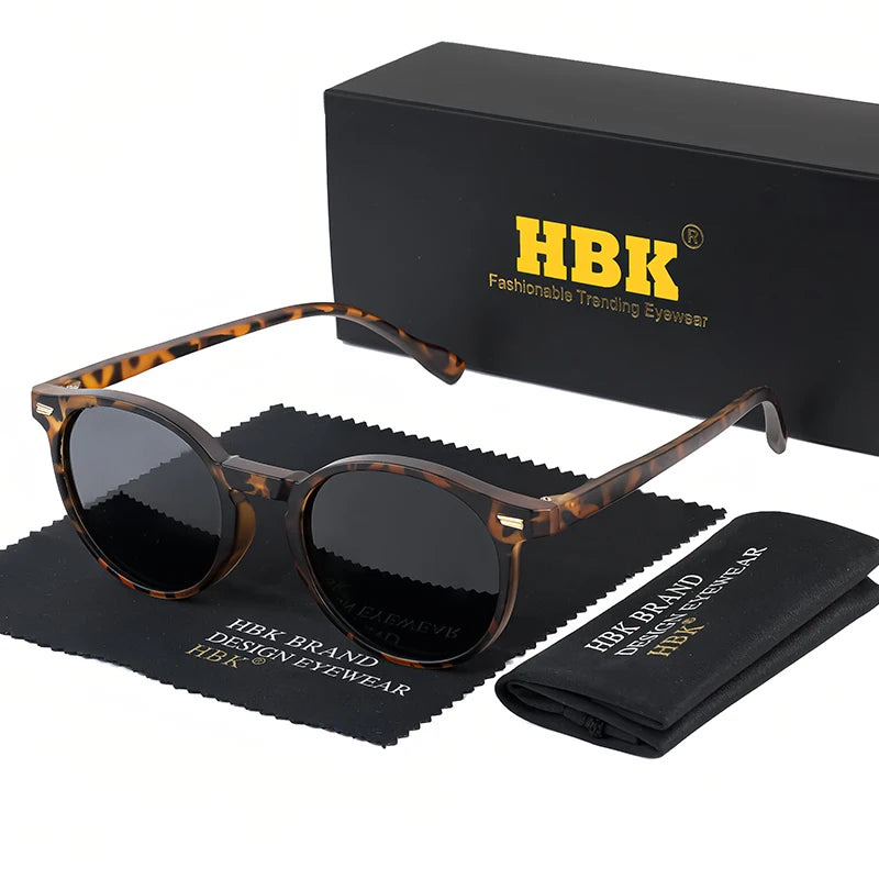 HBK Fashion polariserede solbriller til mænd, runde TR90-stel, modesolbriller til kvinder, kørsel, sport, UV400, Lunette De Soleil Homme