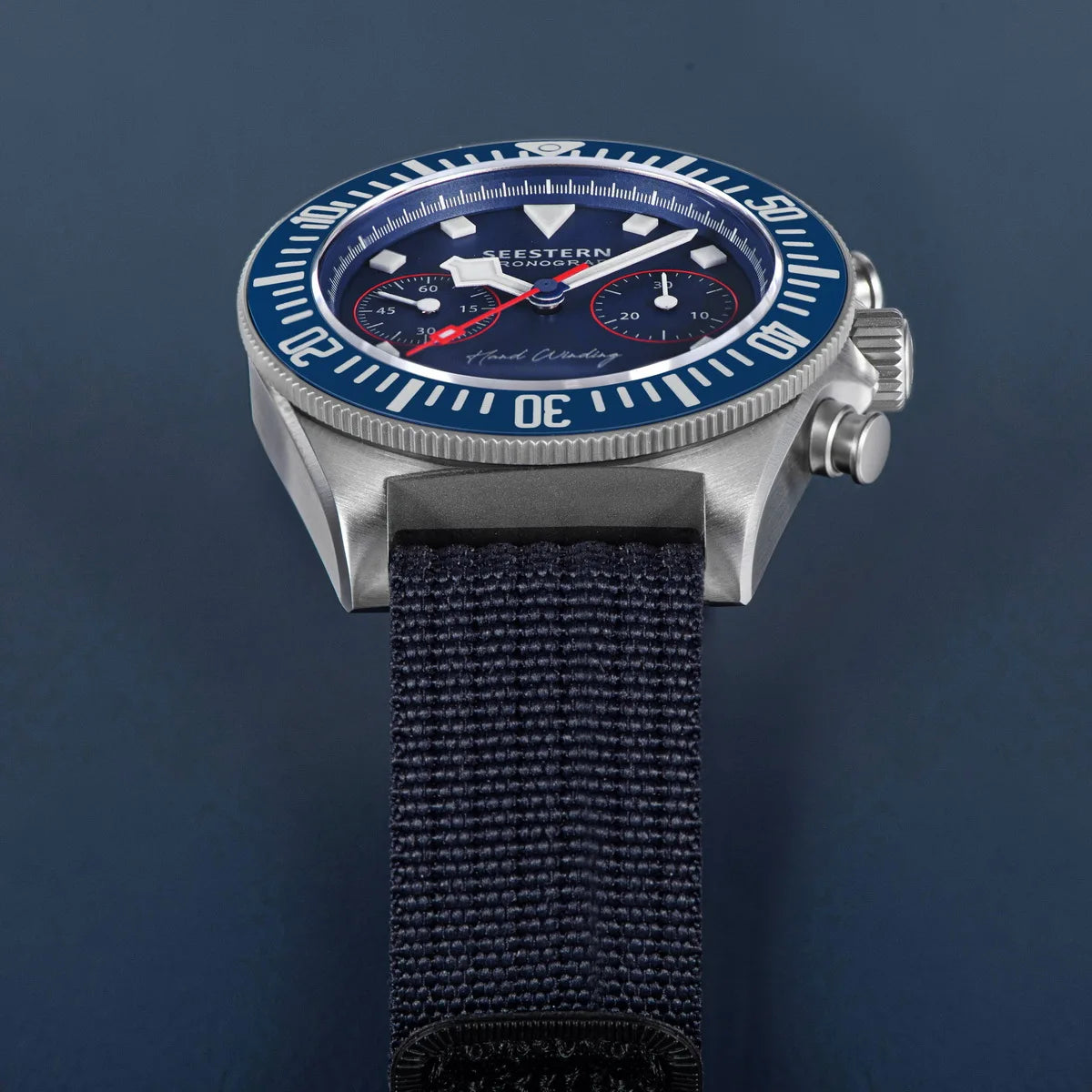 SEESTERN cronógrafo para hombre, reloj mecánico con movimiento Tianjin ST1901, cristal de zafiro, correa de nailon con velcro, esqueleto luminoso