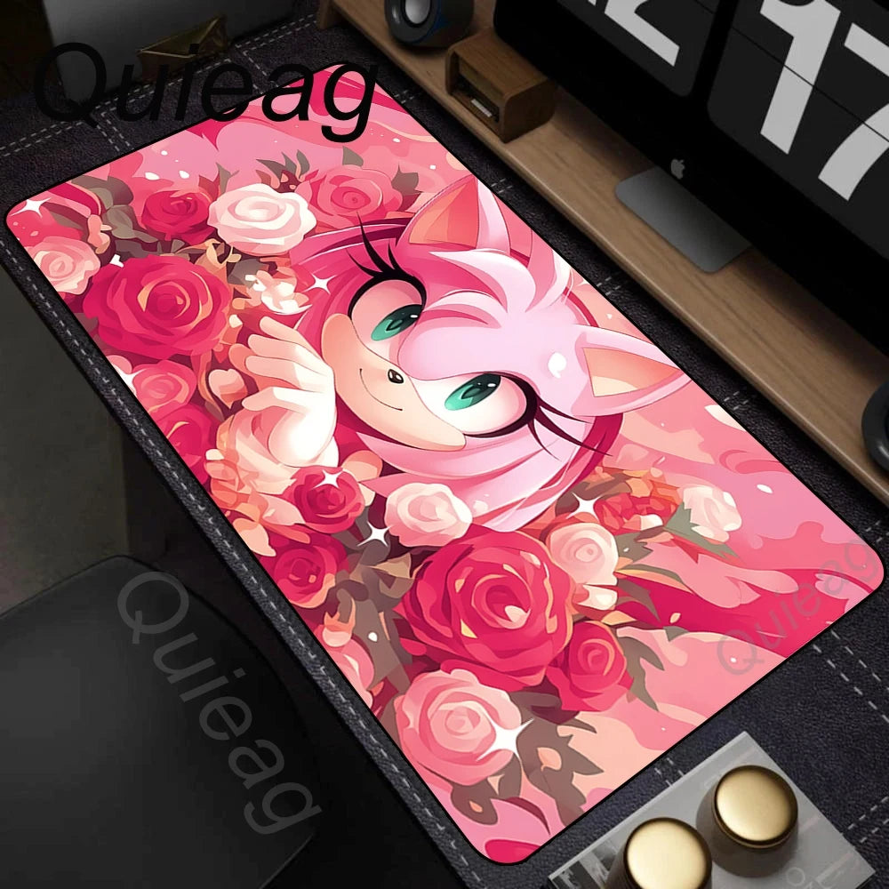 Anime Sonic The Hedgehog Mousepad XXL Deskmat With Lockrand Gaming Accessories Mousepad HD Print Gaming Keyboard Pad Padding Mat