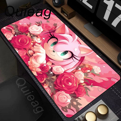 Anime Sonic The Hedgehog Mousepad XXL Deskmat With Lockrand Gaming Accessories Mousepad HD Print Gaming Keyboard Pad Padding Mat