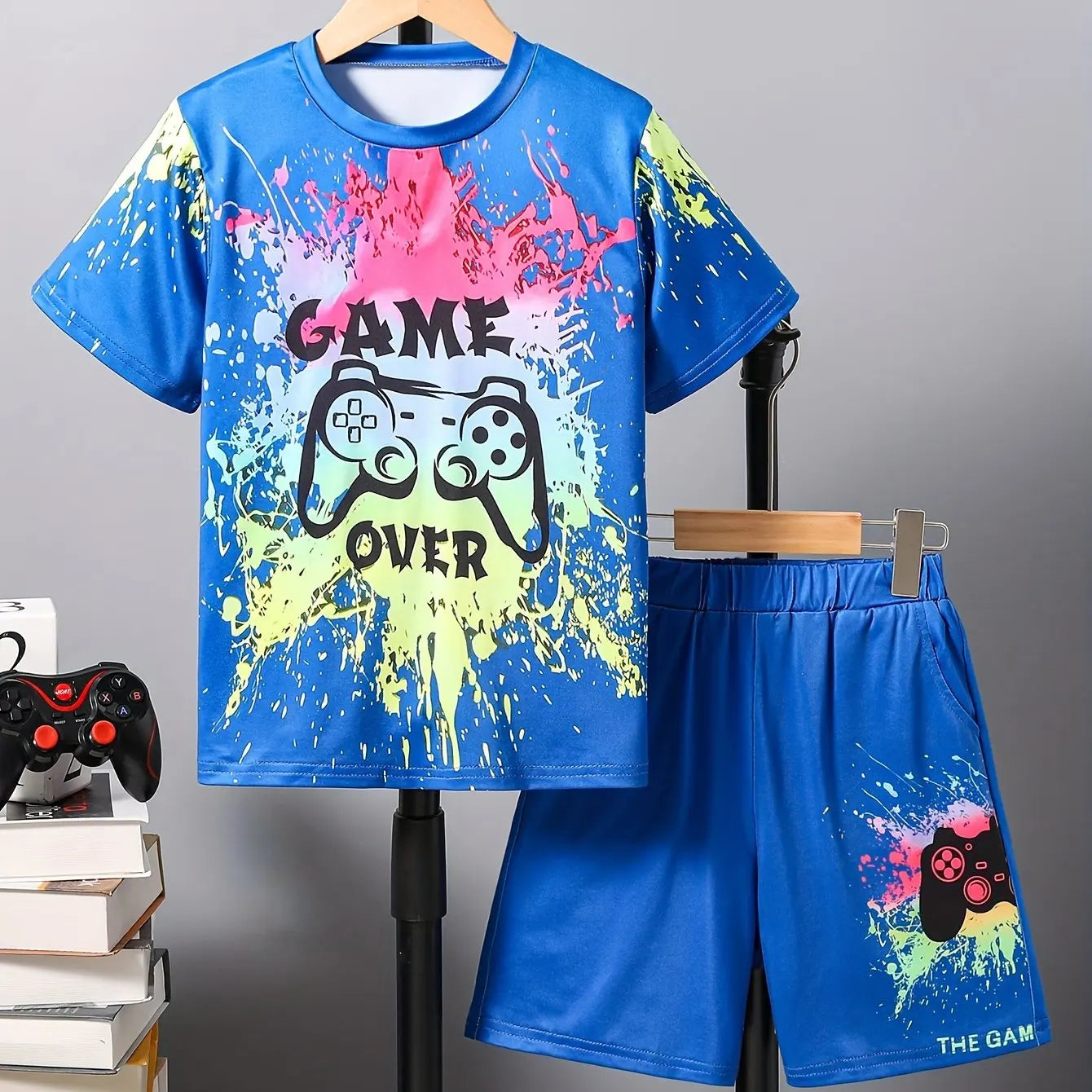Children's Clothing Suit For Boy Short Sleeve Boy Child Shorts 3D Game Handle Fashion Children Summer Clothes Children's Sets