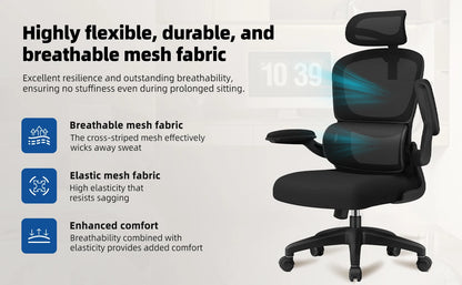 Daccormax office chair ergonomic, Desk chair, 150kg capacity, adjustable headrest and armrests, Computer chair with lumbar support