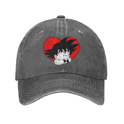 Dragon Ball DBZ Goku Baseball Caps Distressed Cotton Red Heart Headwear Unisex Style Outdoor All Seasons Travel Gift Hats Cap, Fraquane SAS