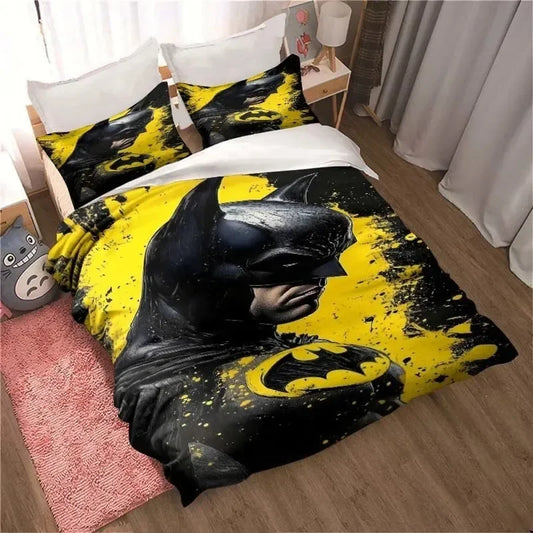 3D Printed B-Batman Bedding Set, Cartoon Duvet Cover and Pillowcases, Multiple Sizes, Bedroom Decor, Teen and Adult Gift