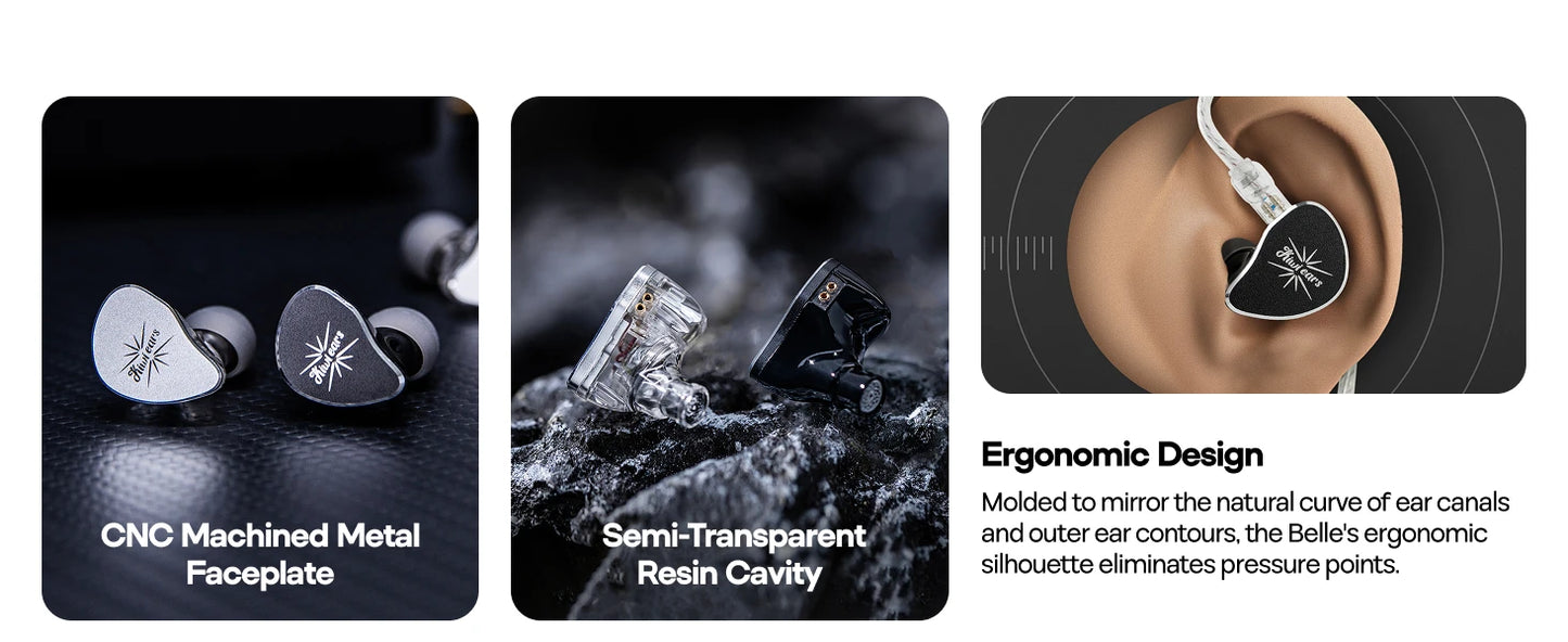 Linsoul Kiwi Ears Belle 10mm DLC Dynamic Driver IEM Hifi Earphones with Precision Meets Exciting Sound Signature