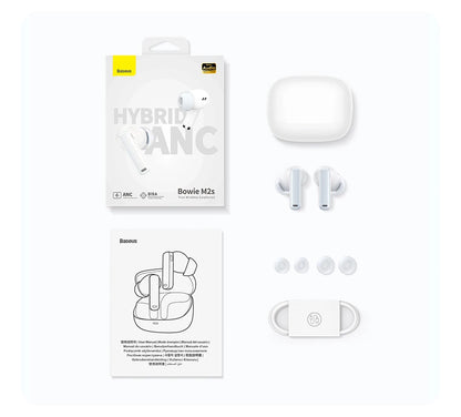Baseus Bowie M2s ANC Wireless Bluetooth 5.3 Earbuds – 48dB Hybrid Noise Cancelling 3D Spatial Audio HiFi Earphones with Mic
