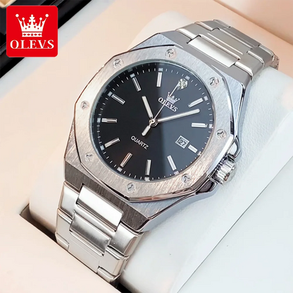 OLEVS Men's Watches Luxury Classic Fashion Fine Steel Original Brand Quartz Wristwatch for Man Waterproof Luminous Date reloj