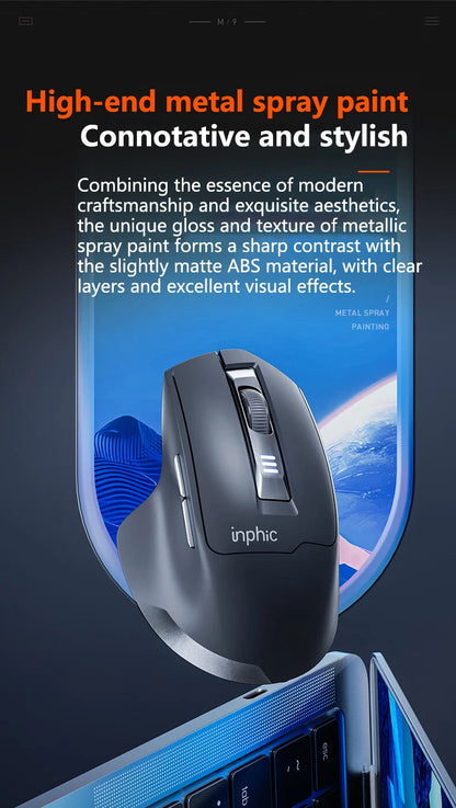 INPHIC Silent Office Mouse Battery Level Display 2400DPI Wireless Mouse Suitable for Desktop and Laptop Computers
