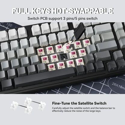 ATTACK SHARK X98 Full-size Wireless RGB Mechanical Keyboard Gasket Bluetooth/2.4G/Wired Hot Swappable NKRO 4000mAh Battery