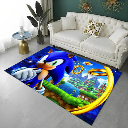 Classic Game S-Sonic Cartoon Non-Slip Area Rug for Living Room,Bedroom,Playroom,Soft Carpet Floor Mat Home Decor Rug Kids Room