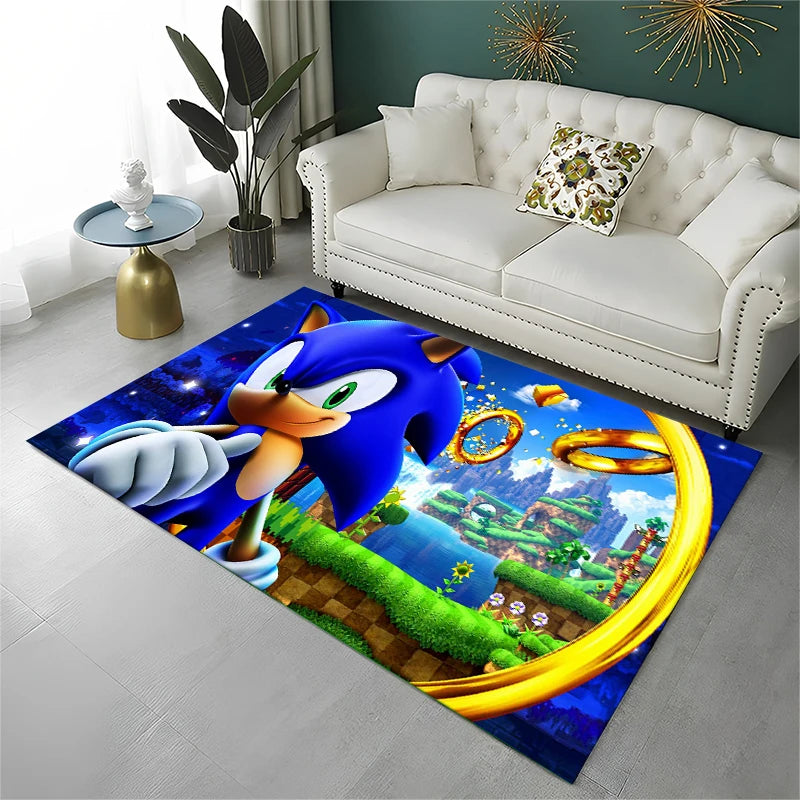 Classic Game S-Sonic Cartoon Non-Slip Area Rug for Living Room,Bedroom,Playroom,Soft Carpet Floor Mat Home Decor Rug Kids Room