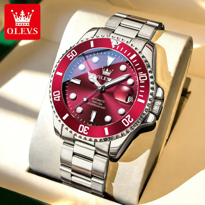 Montre mécanique automatique de luxe pour homme OLEVS 6650 – Étanche, luminescente, bracelet en acier – Montre-bracelet pour homme, style professionnel, grande marque