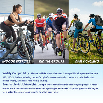 Unisex Cycling Shoes Compatible with Pelotan/SPD Indoor Road Riding Biking Bike Shoes with Delta Cleats Included for Men Women