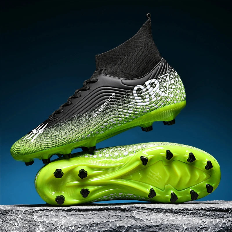 Chaussures de football professionnelles pour hommes/femmes, antidérapantes, à crampons FG, respirantes, chaussures d'entraînement à tige haute