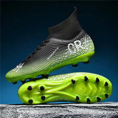 Chaussures de football professionnelles pour hommes/femmes, antidérapantes, à crampons FG, respirantes, chaussures d'entraînement à tige haute