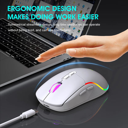 Tri-mode Mouse 2.4G Wireless/Bluetooth/Wired 6-speed DPI Adjustable 500mAh Battery RGB Lighting Esports Game Macro Office Mouse