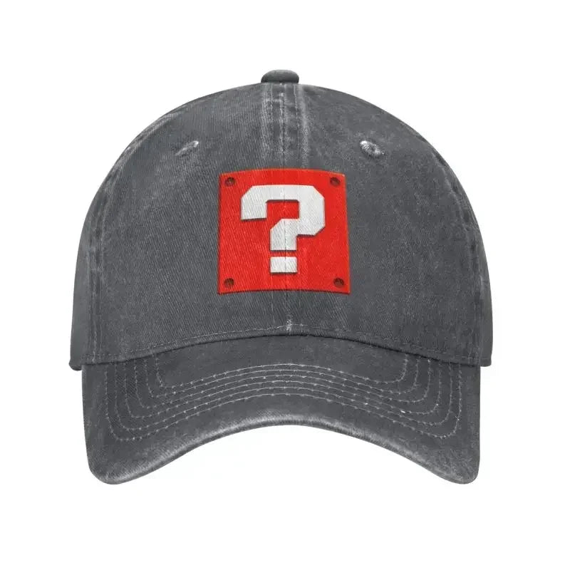 Gorra de béisbol personalizada de moda con diseño de dibujos animados, con pregunta, bloque, para mujer y hombre, ajustable, unisex, de algodón, estilo «dad hat», gorras snapback de alto rendimiento