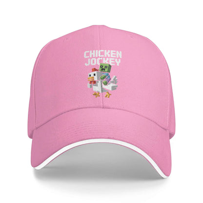 „Chicken Jockey Zombie Pixel Art“ – бейзболни шапки с мотиви от филми за зомбита за мъже и жени, шапки тип „тракер“, подходящи за тренировки на открито и регулируеми шапки за слънце