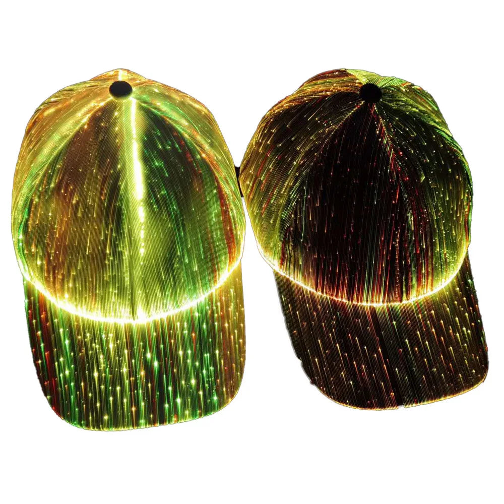 Șapcă cu LED-uri din fibră optică, cu 7 culori luminoase, șapcă de baseball EDC strălucitoare, încărcare USB, șapcă luminoasă, șapcă LED de performanță