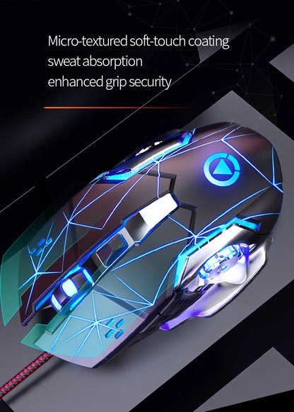 USB-Gaming-Maus mit Kabel, 6 Tasten, Hintergrundbeleuchtung, ergonomische Maus, einstellbare DPI, optische Maus für PC-Gamer, Computer und Desktop