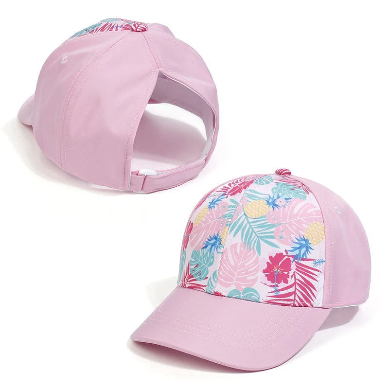Hot High Ponytail Kids Hat Baseball Cap For Girls Boys Travel Sun Hat Adjustable Children Peaked Caps Hollow Back Ponytail Caps