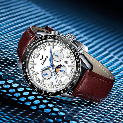 Montre mécanique pour homme ONOLA – Montre automatique de luxe au style décontracté, avec bracelet en cuir et cadran ajouré