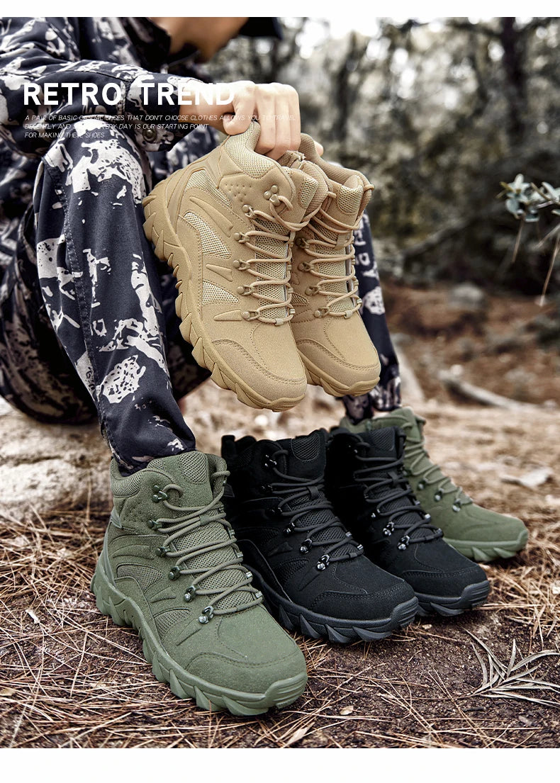 Stivali tattici da combattimento migliorati da uomo per outdoor e campeggio, antiusura, a risposta rapida, scarpe da trekking, pesca e caccia, sneakers da uomo