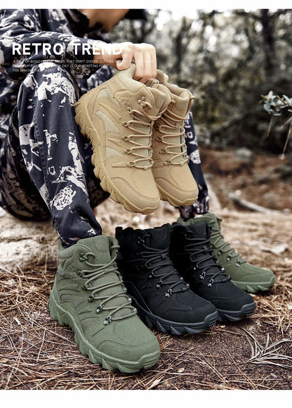 Stivali tattici da combattimento migliorati da uomo per outdoor e campeggio, antiusura, a risposta rapida, scarpe da trekking, pesca e caccia, sneakers da uomo