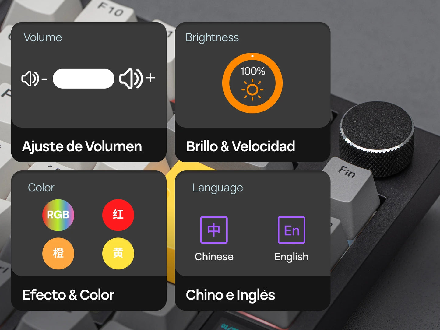 Layout ISO-ES EPOMAKER X AJAZZ AK820 PRO 75% spagnolo, tastiera meccanica cablata/2.4GHz/BT con schermo e manopola per PC/Mac