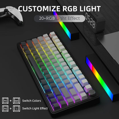 Teclado mecánico ATTACK SHARK X85 Tri-mode Gasket 75% con perilla CNC, acolchado de 5 capas, hot-swappable, retroiluminación RGB y NKRO