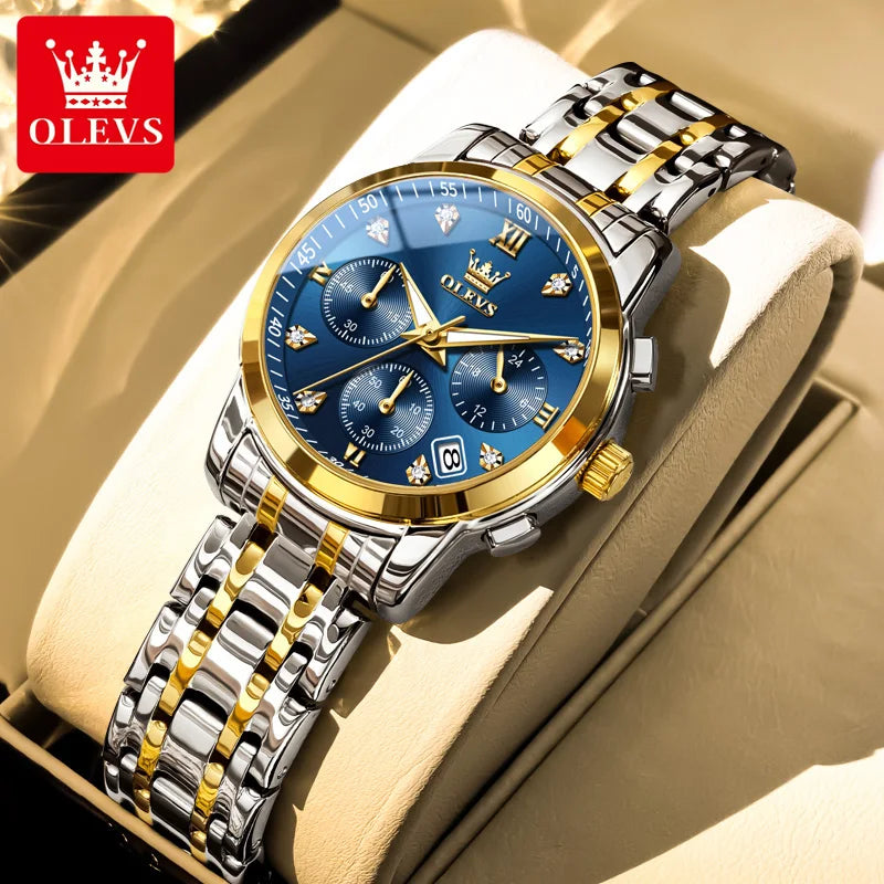 OLEVS 2858 Women Watch Luxury Brand Quartz Watch Waterproof Luminous Date Chronograph Women Bracelet Dress Diamond Watch Reloj