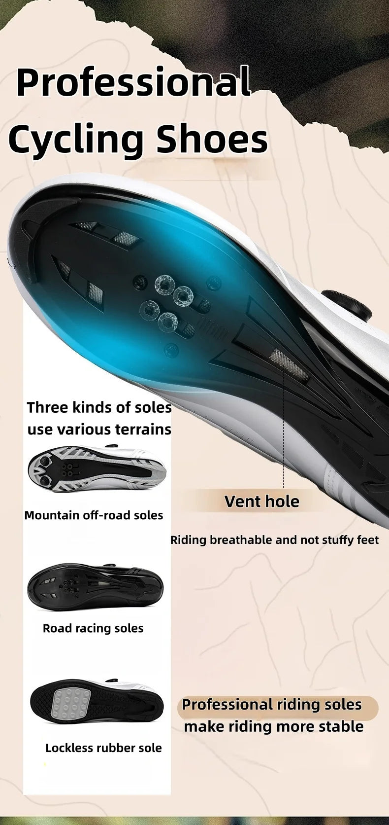 Men's Mountain Bike Shoes MTB,Breathable,Non-Slip,High Hardness,Suitable For Outdoor Road Racing,Mountain Off-Road Riding 37-46