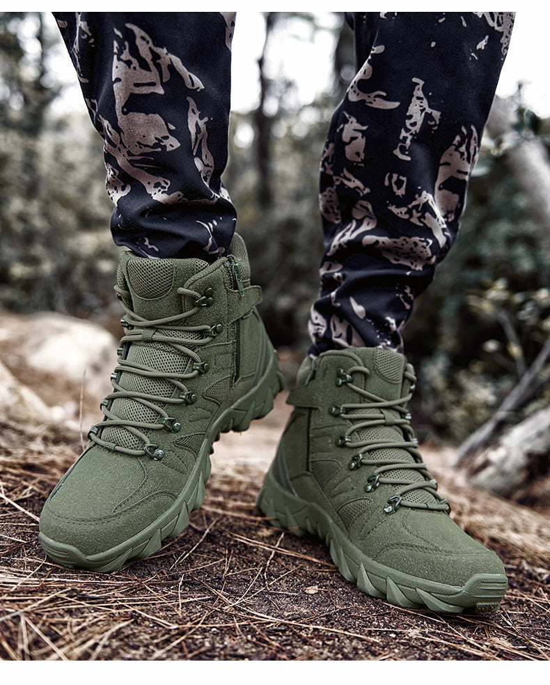 Stivali tattici da combattimento migliorati da uomo per outdoor e campeggio, antiusura, a risposta rapida, scarpe da trekking, pesca e caccia, sneakers da uomo