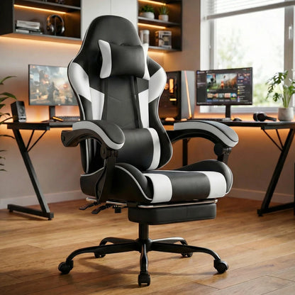 Gaming Chair Ergonomic Gaming Chair with Lumbar Support, Breathable Pu Leather Office Chair,Comfortable Computer Chair