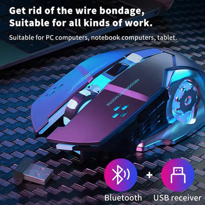 Q13 2.4G Bluetooth Wireless Mouse RGB Backlight DPI Adjustable 6 Keys USB Rechargeable Mechanical E-Sports Mouse for PC Laptop