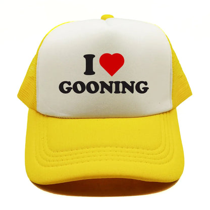 Αστεία καπέλα μπέιζμπολ «I Love Gooning» – Δροσερά καλοκαιρινά ανδρικά καπέλα από πλέγμα – Χιουμοριστικά καπέλα τύπου «Trucker» – Unisex καπέλα από πλέγμα για υπαίθριες δραστηριότητες – MZ-080
