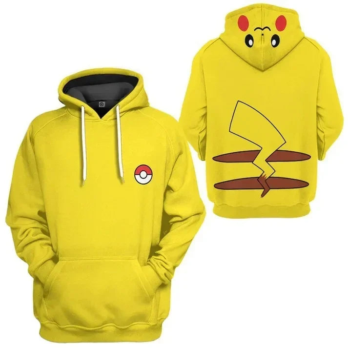 New Pokémon Pikachu Children Printed Top cosplay Hooded Fashion Trendy Casual Long-sleeved Pullover Sweatshirt Birthday Gift