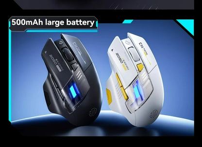 Mouse da gioco Inphic A9 Pro tri-mode, indicatore di alimentazione con guida luminosa colorata, DPI regolabili, macro driver, ergonomico, 12800DPI